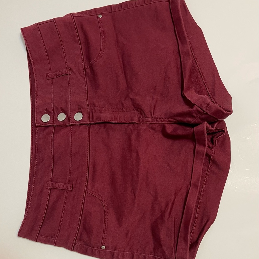 Refuge High Waist Shorts in Burgundy